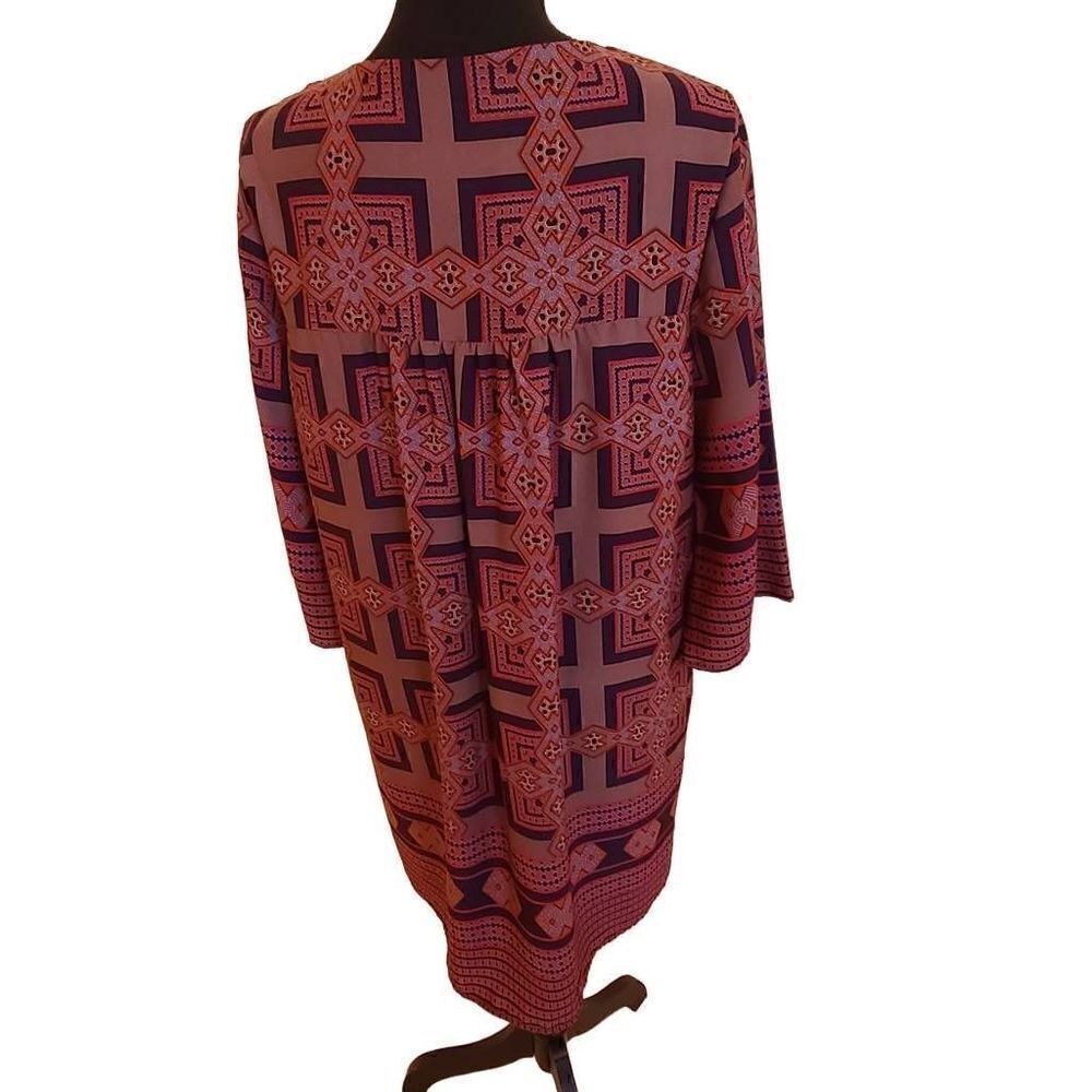 C. Luce Womens Navy Print V Neck Shift Dress Size Medium - Picture 2 of 10